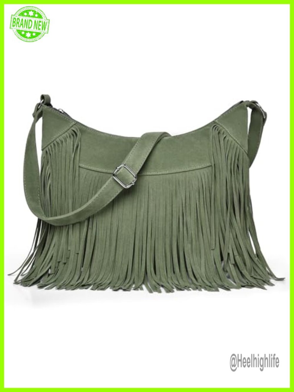 Vegan Suede Fringe Hobo Bag Western Crossbody Shoulder Purse